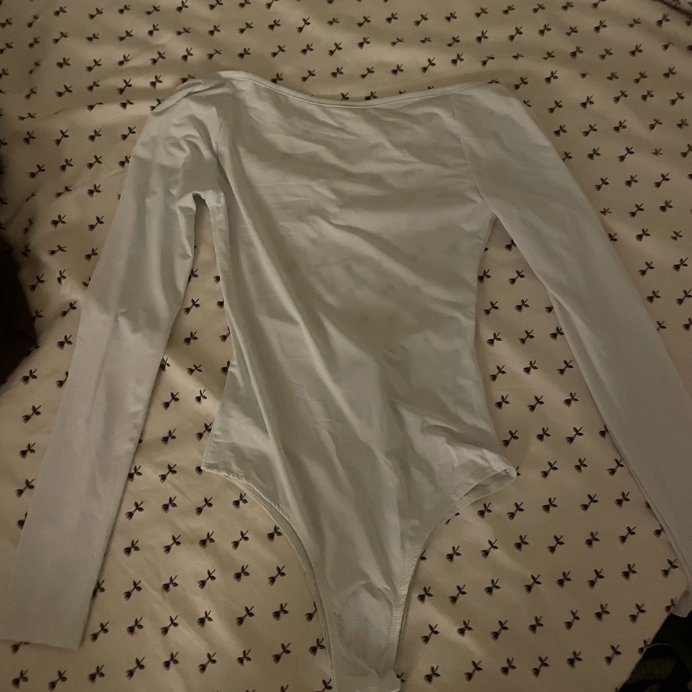 Princess Polly white open back long sleeve Bodysuit